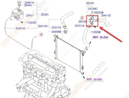 Hyundai i20 Motor Radyatör bogazı 1,2 [Orjinal,] (253294P000)